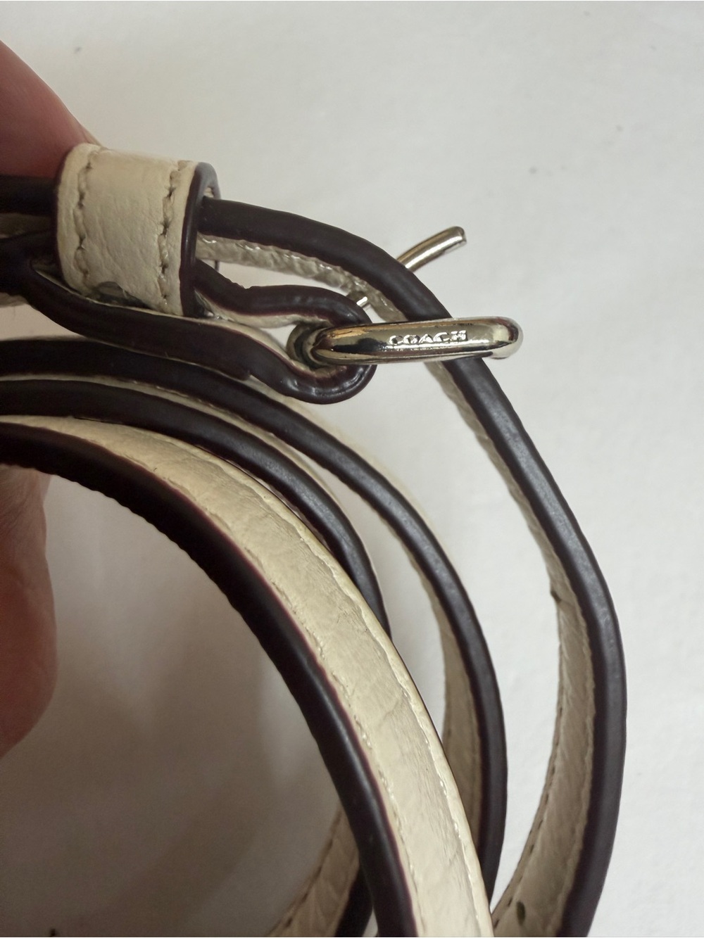 Coach off White /cream Leather adjustable replacement Strap Silver Hardware - Picture 2 of 9